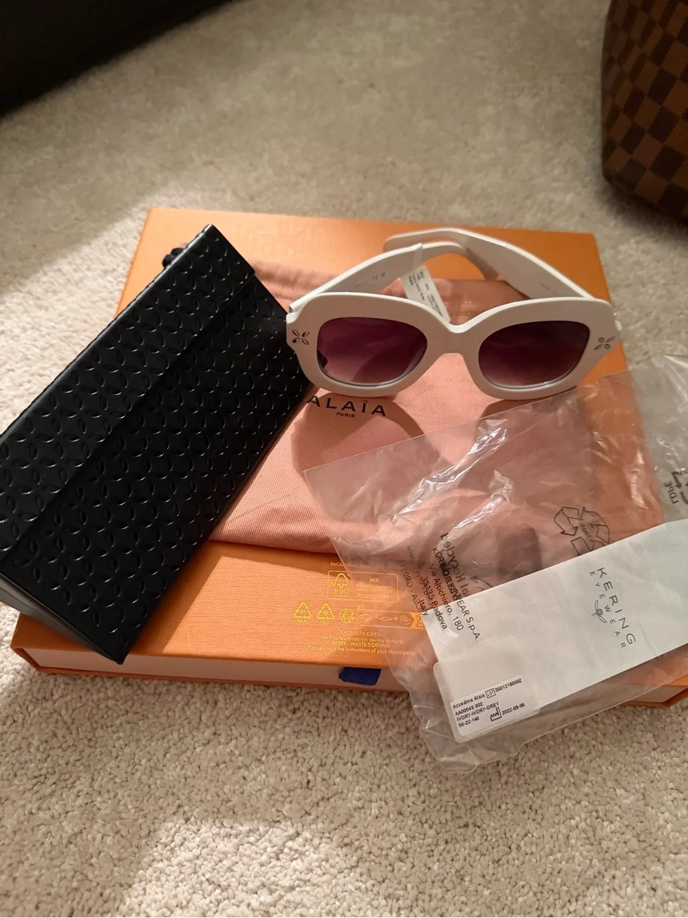 Alaia white 50MM square Sunglasses with  Gradient Lenses